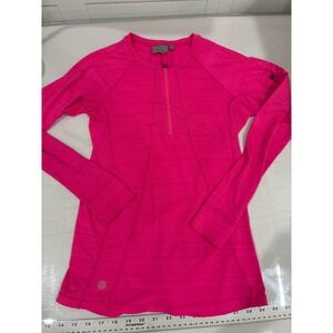 Athleta Womens Pink Quarter Zip Long Sleeve Athletic Pullover Top S